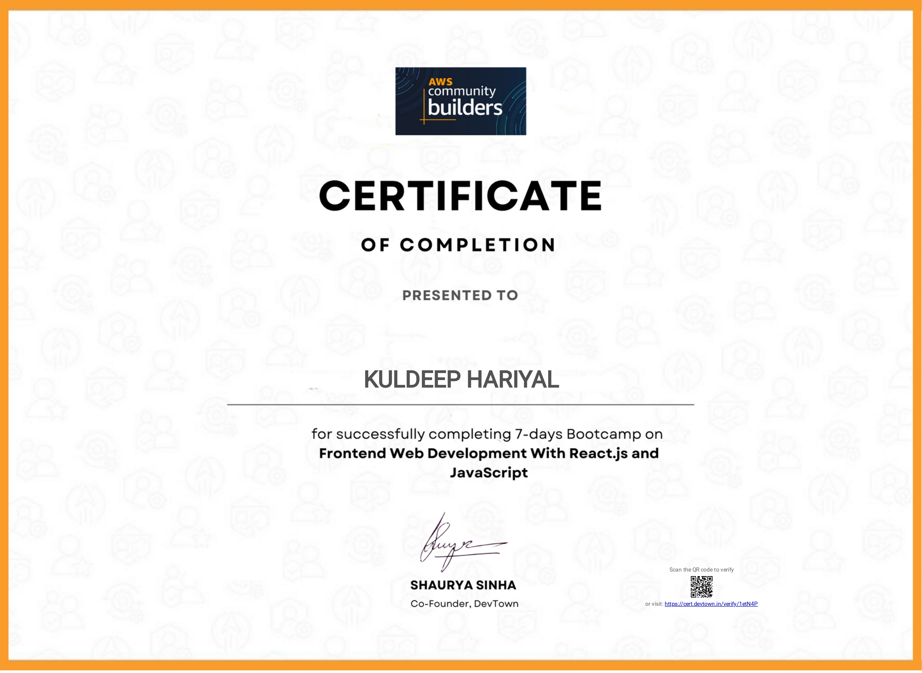 React certificate